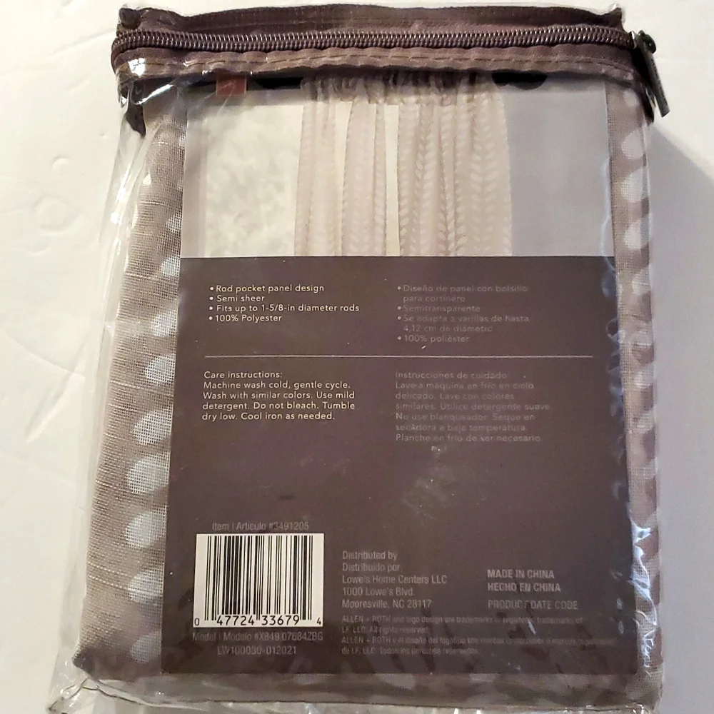 allen + roth 84-in Taupe Light Filtering Rod Pocket Single Curtain Panel New